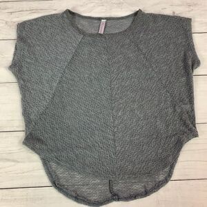 Jkk Fashion womens top stretch gray sweater casual cropped Tee Sheer Medium knit